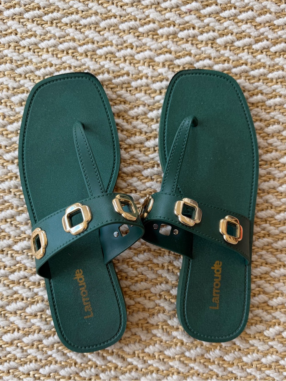 Laurroude Green Square Toe Sandals
